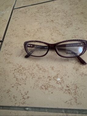 Salvador  Ferragamo Cat-Eye Reading Glasses in Deep Plum with Subtle Rhinestones